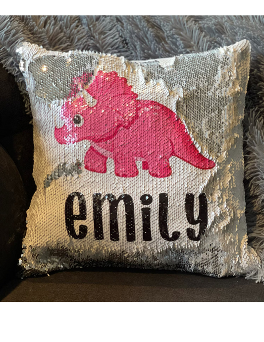 Dinosaur Sequin Flip Pillow