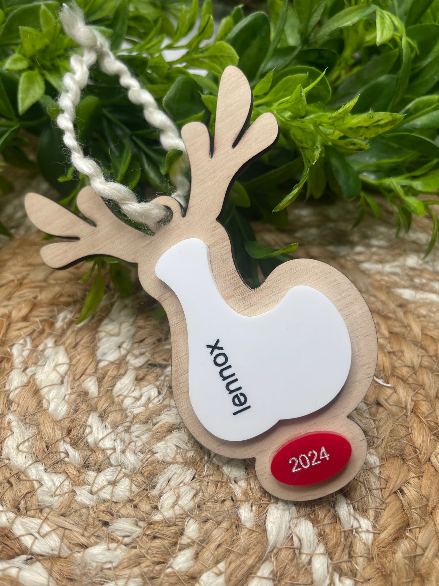 Initial Reindeer Ornament